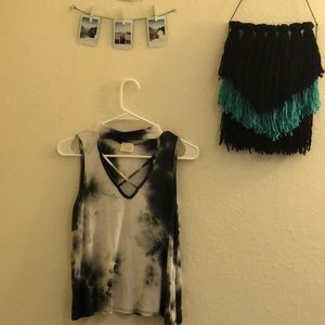 Black and white marble top